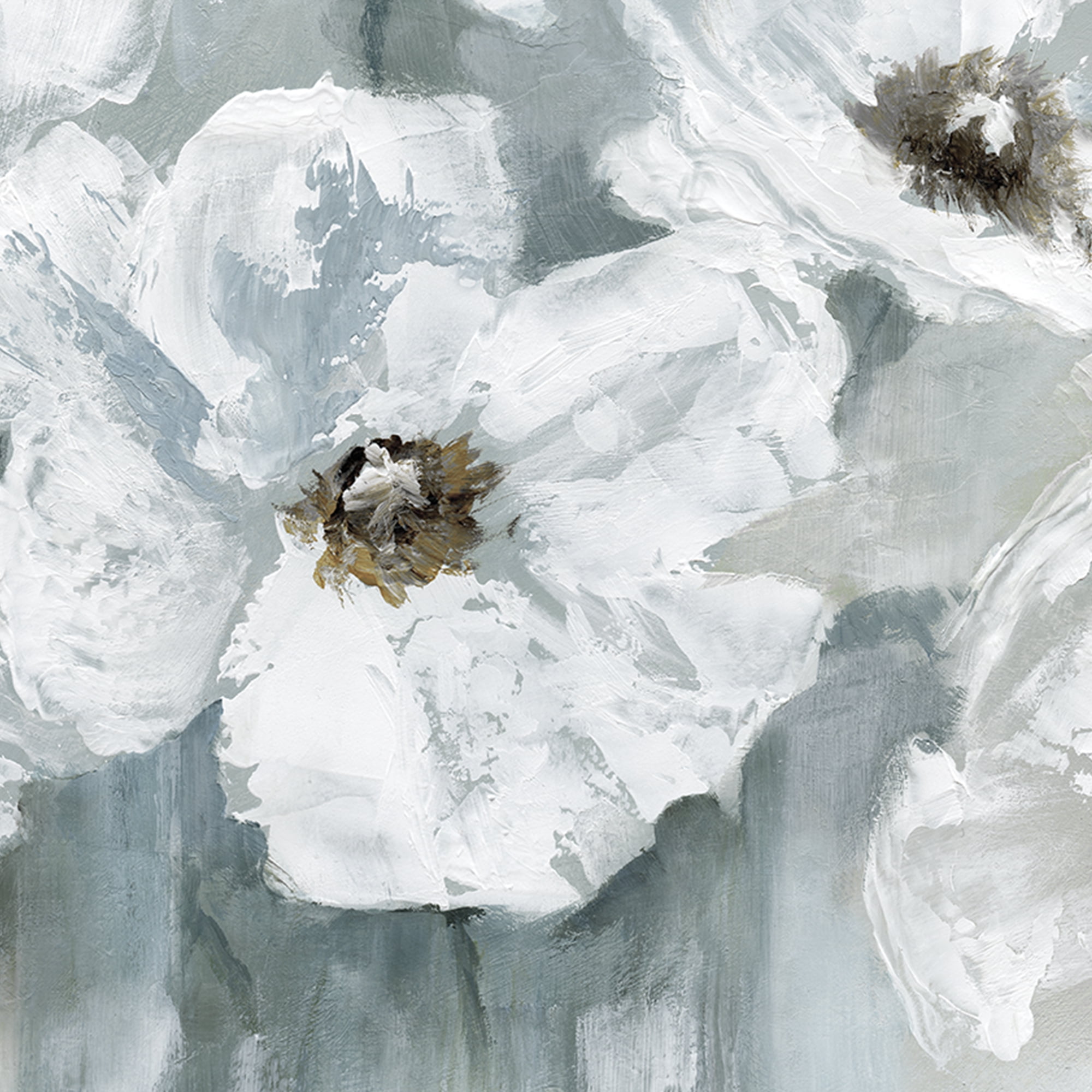 White Poppy Bouquet on Grey by Nan Wrapped Canvas Art Painting Print
