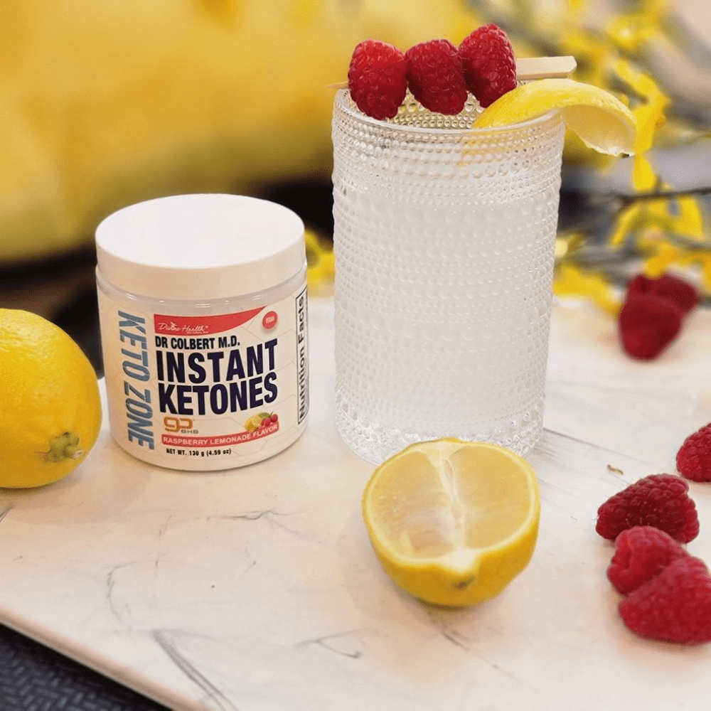 Dr. Colbert, MD Instant Ketones Powder | Raspberry Lemonade | Keto Zone | Divine HEalth | Recommended in The Keto Zone Diet Book | GoBHB | Exogenous BHB Ketone Salts | 4.59oz | 21 Servings