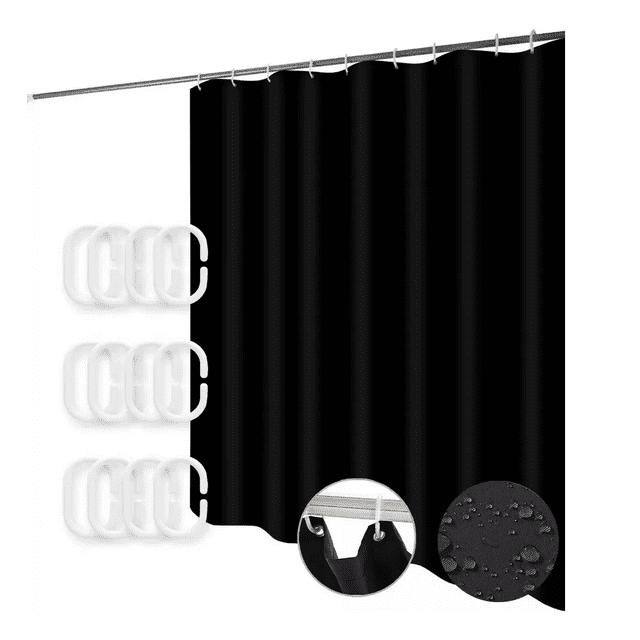 Cortina De Ducha Con Ganchos 180x180cm Impermeable Xtellar negro