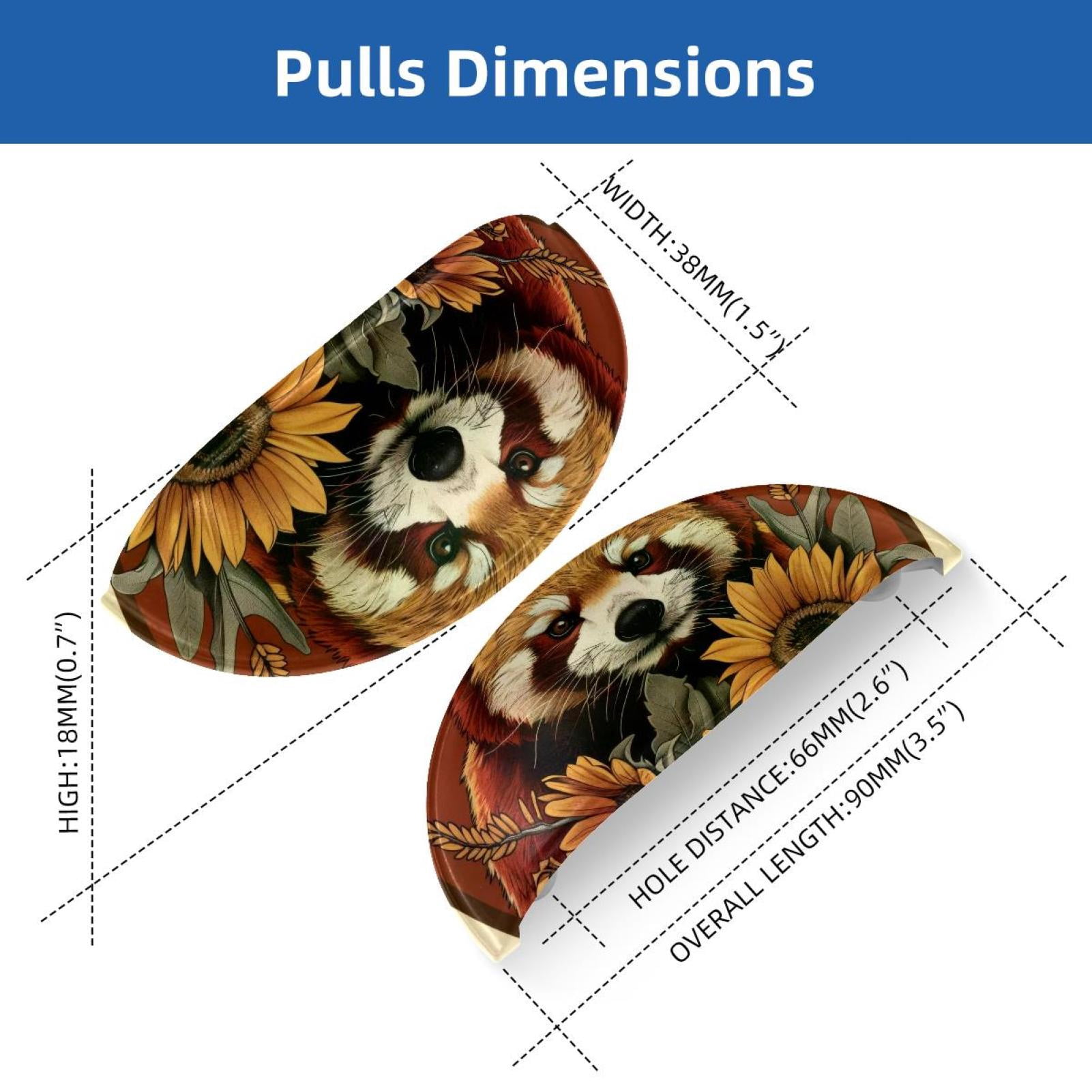 PhooArto 6 Pcs Cup Drawer Pulls, Cute Sunflowers Red Panda Shell Shape Handles Cabinet Knobs for Dresser Cupboard Closet Wardrobe with Screws