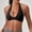 Black, variant on Sexy Backless Workout Bras for Women with Halter Neck and Removable Pads Showcasing Crisscross Straps and Soft Fabric Yellow XXL