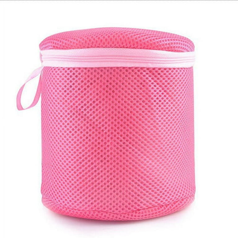 Frogued Bra Washing Bag Cylinder Breathable Polyester Safety Protection  Mesh Underwear Laundry Bag Household Supplies (A,18cm) 