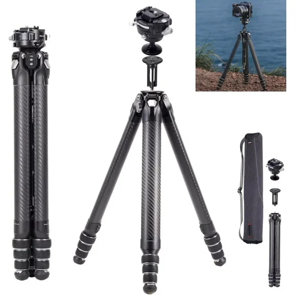 FALCAM Treeroot Quick Release Carbon Fiber Camera Travel Tripod Pan Tilt