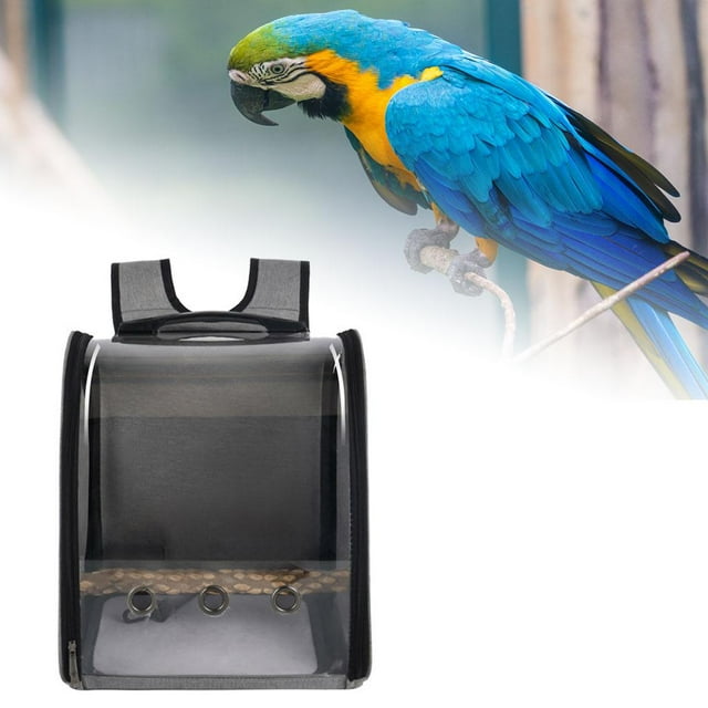 Bolsa de Transporte para Pájaro para Loro Jaula para Mascota Correa para El Hombro, Ventana Visible, Tela Oxford, Bolsa de Transporte Ap gris Colco Mochila de pájaro
