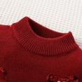 thumbnail image 6 of Girls Crew Neck Sweater Long Sleeve Glitter Bow Knitted Pullover Tops Casual Loose Comfy Stylish Clothes (2 Years, Red), 6 of 9