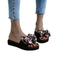 thumbnail image 5 of Viluyesy Womens Slide Sandals, Slip On Floral Bow Open Toe Casual Beach Flatform Slippers Black, 5 of 9
