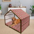 thumbnail image 2 of Poppy Flower Pet House, Abstract Pattern with Garden Foliage Botanical Bouquets Organic Meadows, Outdoor & Indoor Portable Dog Kennel with Pillow and Cover, 5 Sizes, Green Red White, by Ambesonne, 2 of 4