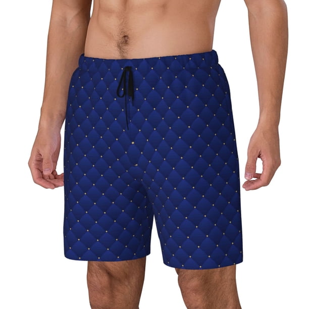 Balery Navy Blue Bañador para hombre, shorts de playa de secado rápido con entrepierna y forro de compresión-Medium