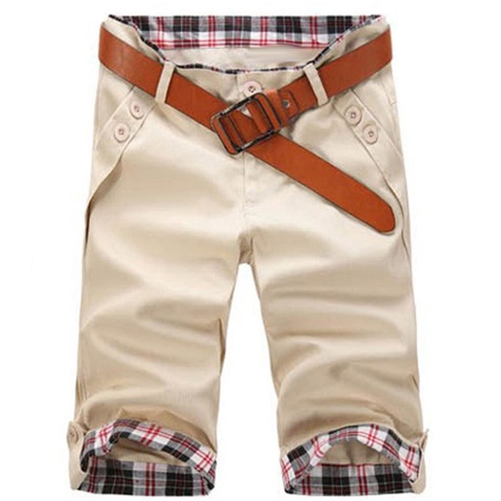 Summer Beach Casual Men Plaid Patchwork 