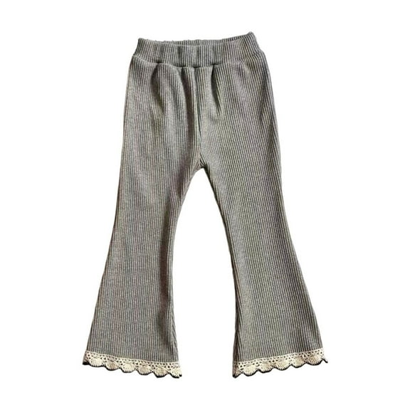 AherBiu Toddler Girls Clothes Flare Pants High Waisted Lace Bell Bottom Leg Ribbed Leggings Trousers