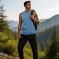 thumbnail image 4 of Sleeveless Shirts for Men Workout Tank Top Cotton Gym Muscle Shirt Moisture Wicking Athletic Summer Sleeveless Top Blue 3XL, 4 of 6