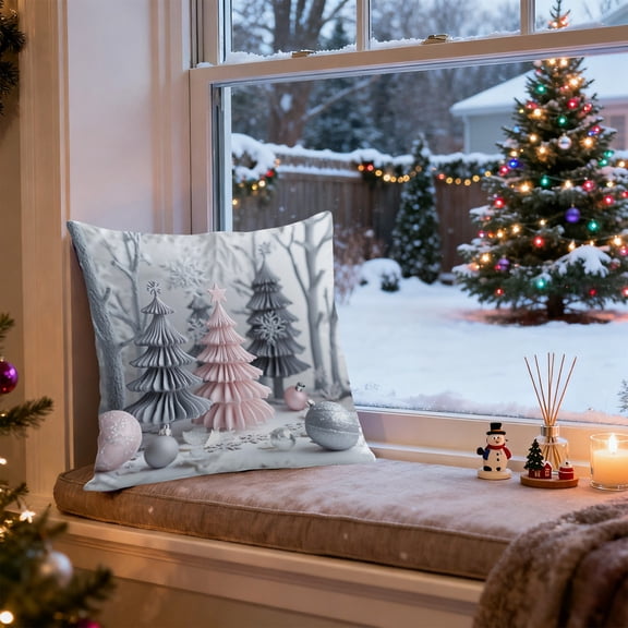 Under $5 Christmas Decorative Pillow Covers 18x18" Christmas Pillow Cover Sofa Decoration Pillow Cushion Cover Home Decors for Couch Bed Sofa Bedroom Living Room