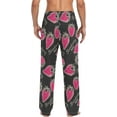 thumbnail image 6 of Men's Pajama Pants with Pockets Sleepwear Lounge Pants Stretch Casual Strawberry Hot Pink Black, 6 of 6