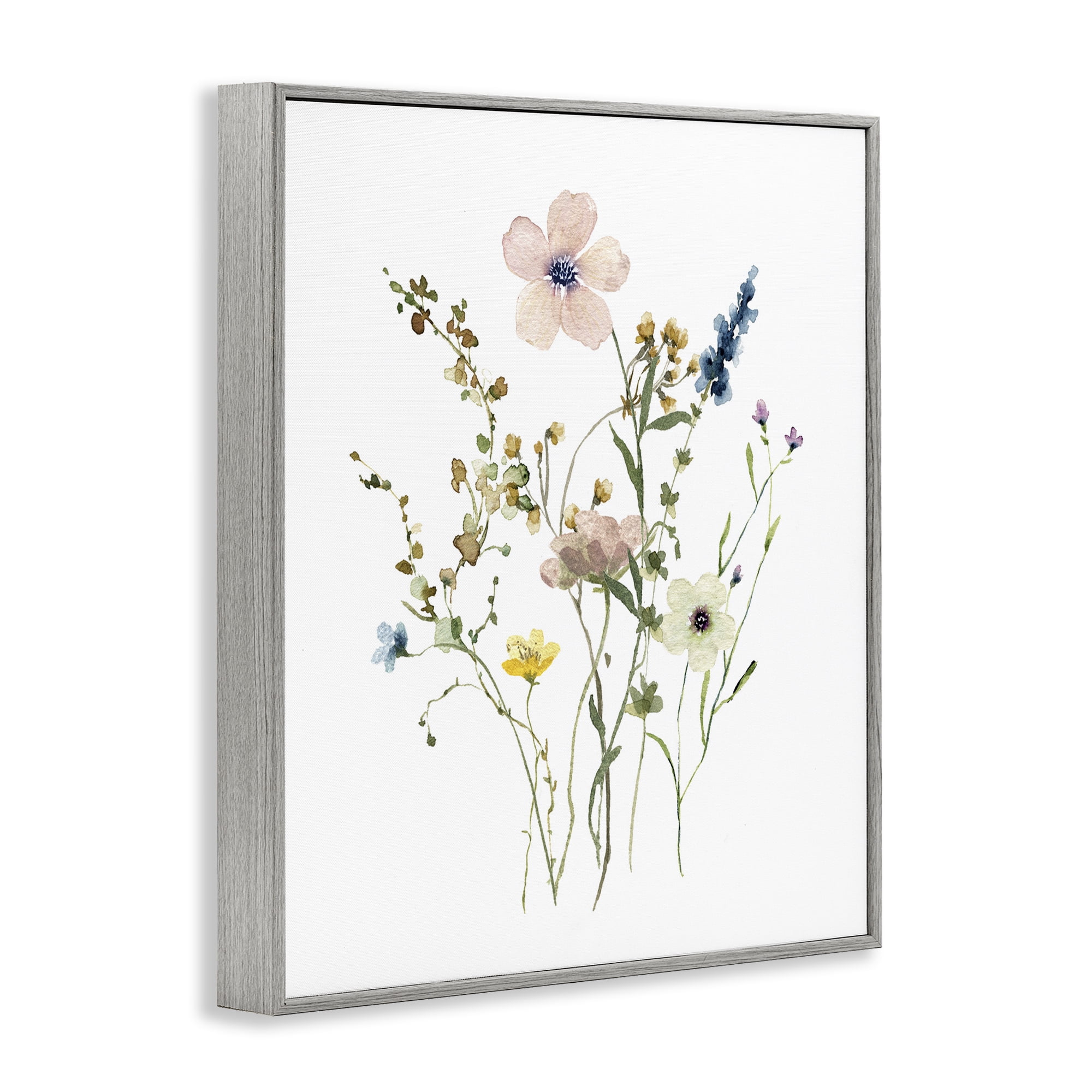 Stupell Industries Soft Forest Blooms Botanical & Floral Painting Gray Framed Art Print Wall Art, 11 x 14