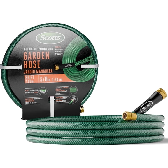Scotts 25 ft. Garden Hose – Durable, 300 PSI, Easy-Coil, 5/8"