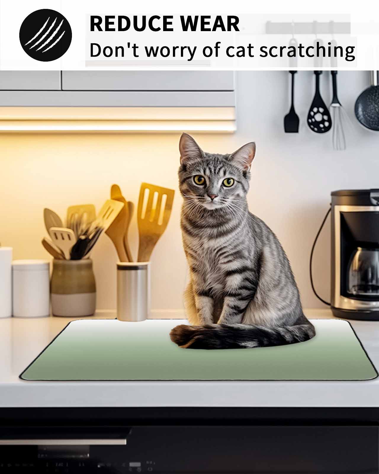 Sage Green Stove Top Covers for Electric Stove, 28'x20'' Green Gradient Ombre Color Glass Ceramic Stove Cover Foldable Rubber Mat Heat Resistant Cooktop Protector for Kitchen