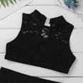 thumbnail image 4 of YONGHS Kids Girls Ballet Dance Leotard Sport Tracksuits Lace Crop Top with Bootyshorts Set Black 10, 4 of 6