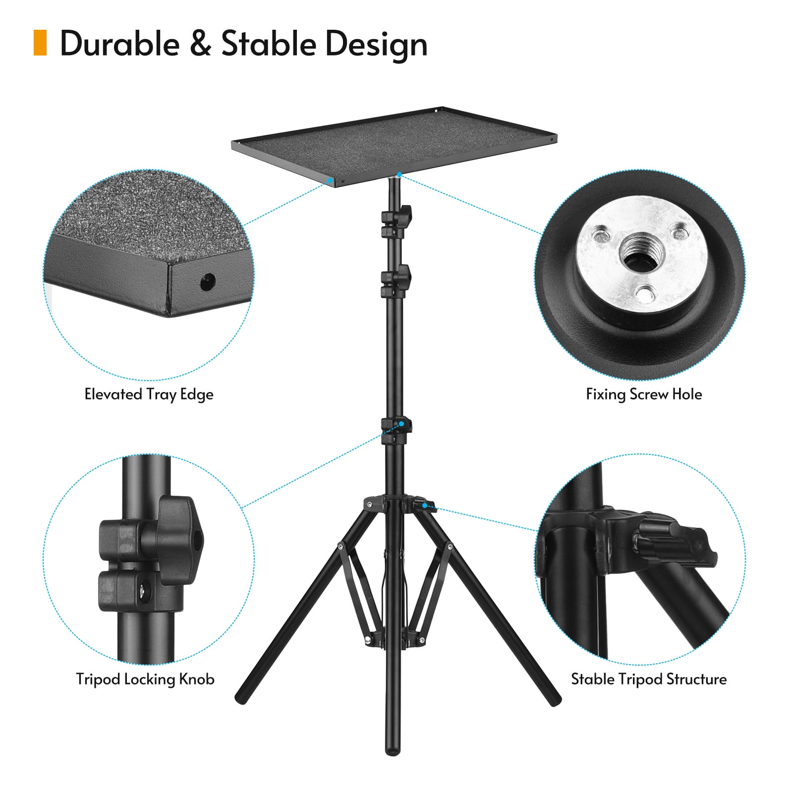 tripod stand for projector For Universal Laptop Projector Tripod Stand & Holder Aluminum Alloy Computer Projector Floor Stand 41-135cm/ 16-53in Ajudtable Height for Stage Studio Outdoor Use
