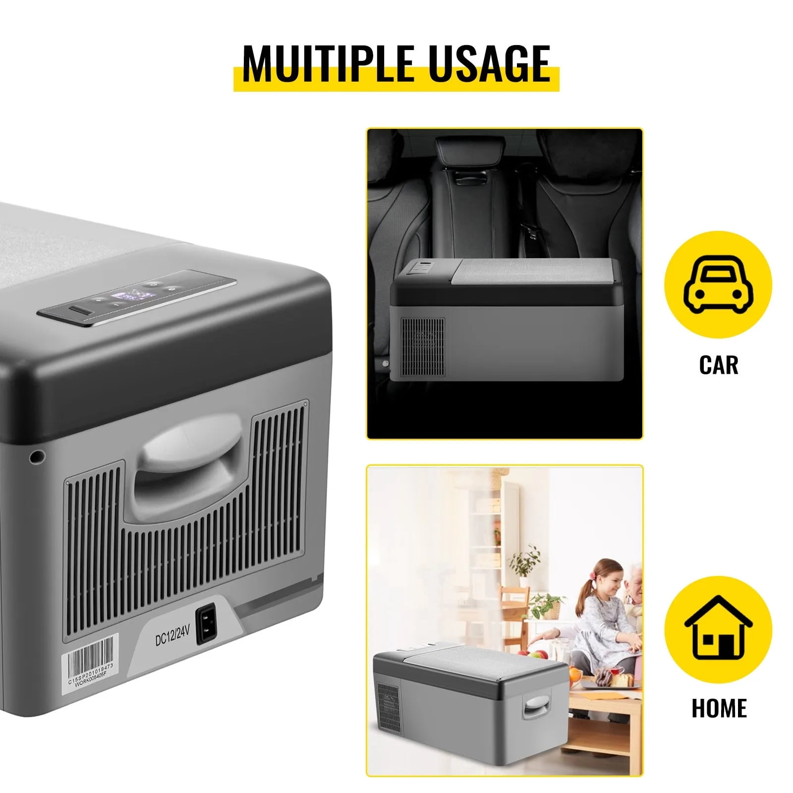 12 Volt Car Refrigerator 16 Quart(15L) Mini Fridge Portable Freezer Compressor Cooler for Truck Van RV Camper SUV Travel Camping Road Trips Tailgating -4℉~68℉