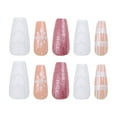 thumbnail image 2 of Niusricy 24Pcs Christmas Fake Nails Long Square Nails Full Cover Glue On Nails with Snowflake Heart Glitter Design, 2 of 7