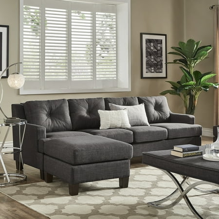Inspire Q Elston Dark Grey Linen Extra Long Sofa And Ottoman By Inspire Q Elston Dark Grey Linen Extra Long Sofa And Ottoman By Modern