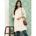 thumbnail image 2 of Janasya Women's Off White Cambric Cotton Botanical Print Flared Tunic, 2 of 6