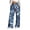 13 Navy, variant on Nmnitkp Womens Stretchy Faux Denim Pants Floral Wide Leg Lounge Pants Elastic High Waisted Striped Palazzo Pants Flowy Casual Beach Travel Trousers