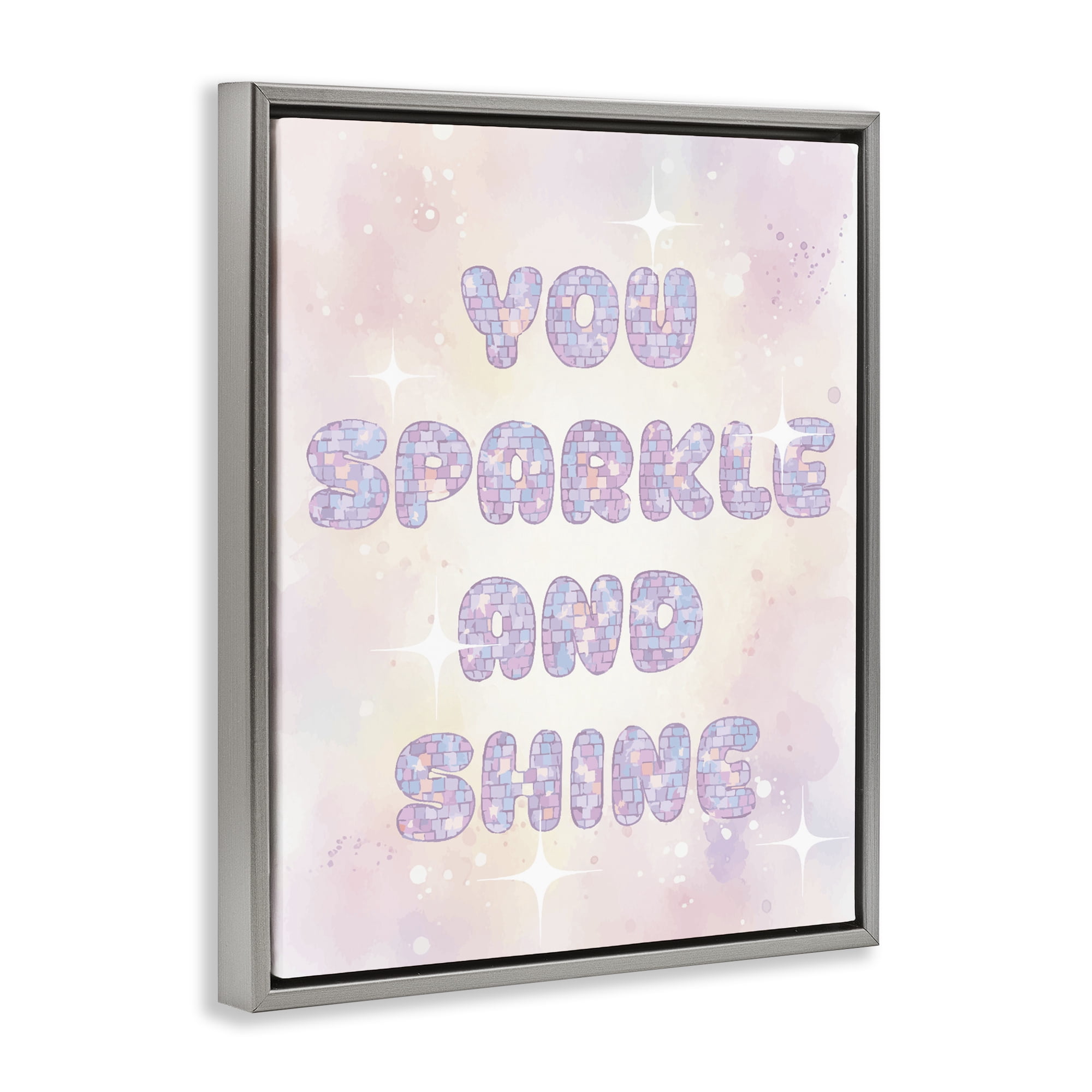 Stupell Industries You Sparkle And Shine Pastels Gray Framed Floater Canvas Wall Art, design by Lil' Rue