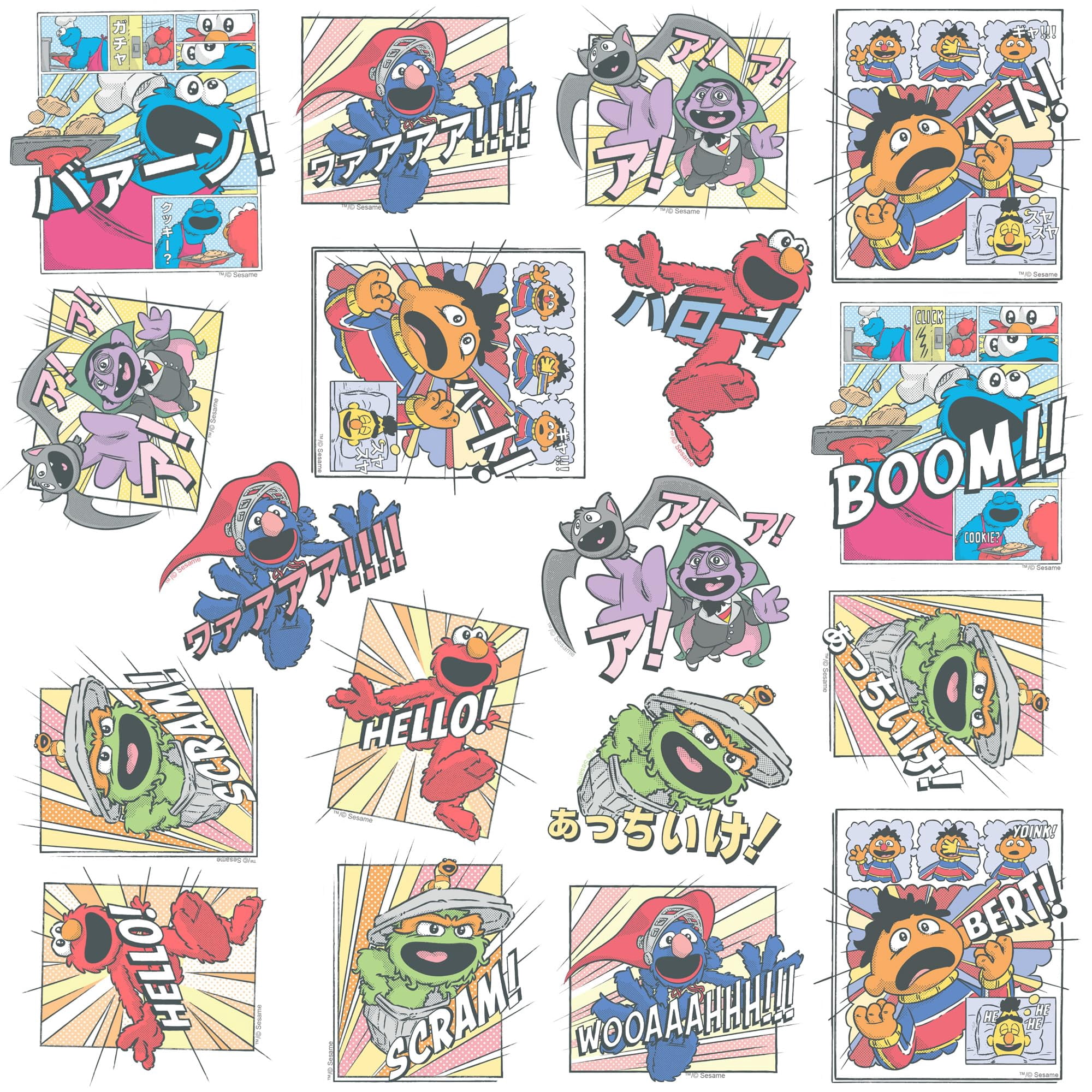 Sesame Street Manga 150ct Vinyl Sticker Pack  Anime-Style Waterproof Die-Cut Stickers Featuring Elmo, Grover, Bert, Oscar  Laptop, Water Bottle, Scrapbooking, Tablet