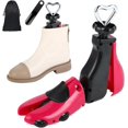 thumbnail interactive-video image 1 of Wooden Western Cowboy Boot Stretcher Pair - Adjustable Men's Boot Tree Expander With Bunion Plugs (S/M/L) 1 of 4