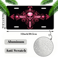 thumbnail image 2 of 1 Pcs 2D Flat License Plate Covers & Frames, Pink Skull Cross For Decorative Front, Waterproof For Decoration Aluminum License Plate Covers & Frames Cover For Men Women, 12" X 6", 2 of 7