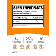 BulkSupplements D-Ribose Powder - Dietary Supplement, Ribose Supplement - Unflavored, 5g per Serving, 250g (8.8 oz)