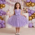 thumbnail image 7 of IBTOM CASTLE Toddler Little Flower Girls Princess Tulle Dress Sleeveless Floral Embroidery Tutu 3D Butterfly Back Bowknot For Wedding Birthday Party Evening Formal Purple, 7 of 7
