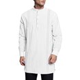 thumbnail image 1 of Camisas De Vestir Para Hombre Manga Corta Camisas de manga larga de un solo pecho ocultas informales de cuello redondo de Color sólido de verano para hombre (White, L), 1 of 7
