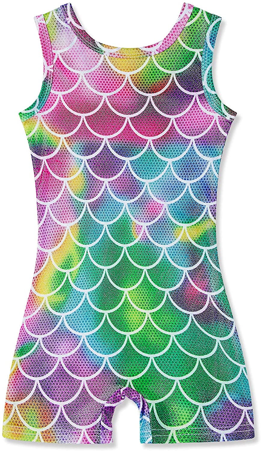 Little Girls Gymnastics Leotard with Shorts 3D Graphic Sparkly Dance