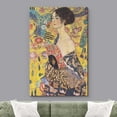 thumbnail image 2 of HFDF Canvas Prt Wall Art Lady with a Fan by Gustav Klimt People Historic Illustrations Fe Art Traditional Scenic Colorful Ultra for Livg Room, Bedroom, Office - 16x24inch Framed, 2 of 6