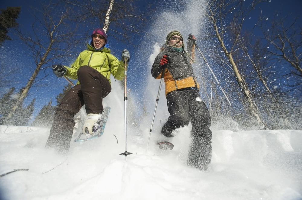 People snowshoeing, Interior Alaska north of Fairbanks, winter Poster