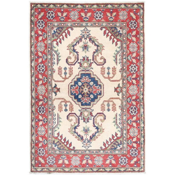 Hand Knotted Tribal Kazak Wool Rug - 2'7'' x 4'0''