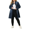 thumbnail image 2 of Unique Bargains Women's Plus Jeans Long Sleeve Long Denim Jackets, 2 of 7
