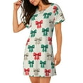 thumbnail image 2 of Fuzoiu Retro bows Print Women Nightgowns, Soft Comfy Lightweight Short Sleeves Sleepwear,Crew Neck Loungewear, 2 of 6