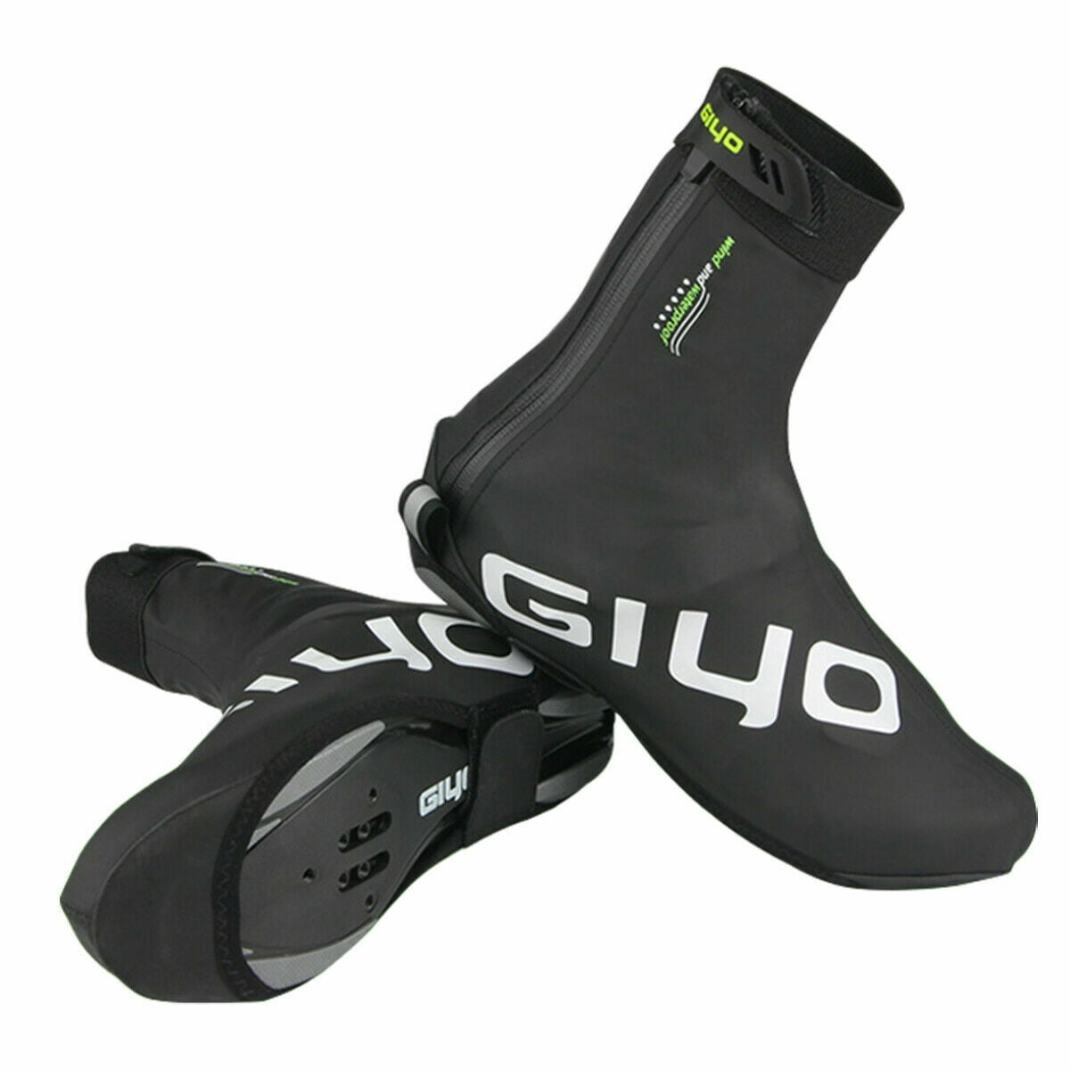 Black Waterproof Cycling Overshoes Neoprene Windproof Shoe Cover Thermal AT 