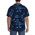 thumbnail image 3 of Sikiie BLUE Flamingo Birds Men's Wrinkle Free Untucked Cuban Shirt Business Casual Button Down Shirts Short Sleeve ShirtX-Large, 3 of 5