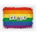 thumbnail image 1 of Pride Bath Mat, Grunge and Colorful Striped Backdrop Peace Wording Vintage Gay Lesbian Flag Print, Non-Slip Plush Mat Bathroom Kitchen Laundry Room Decor, 29.5 X 17.5 Inches, Multicolor, Ambesonne, 1 of 2