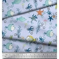 thumbnail image 2 of Soimoi Polyester Crepe Fabric Fish,Coral & Starfish Ocean Print Fabric by The Yard 52 Inch Wide, 2 of 3