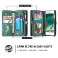 thumbnail image 3 of iPhone 8 Wallet Case, iPhone 7 Case, Dteck Multi-function 2 in 1 PU Leather Zipper 11 Card Slots Card Slots Money Pocket Clutch Wallet Case Detachable Magnetic Cover, Green, 3 of 8