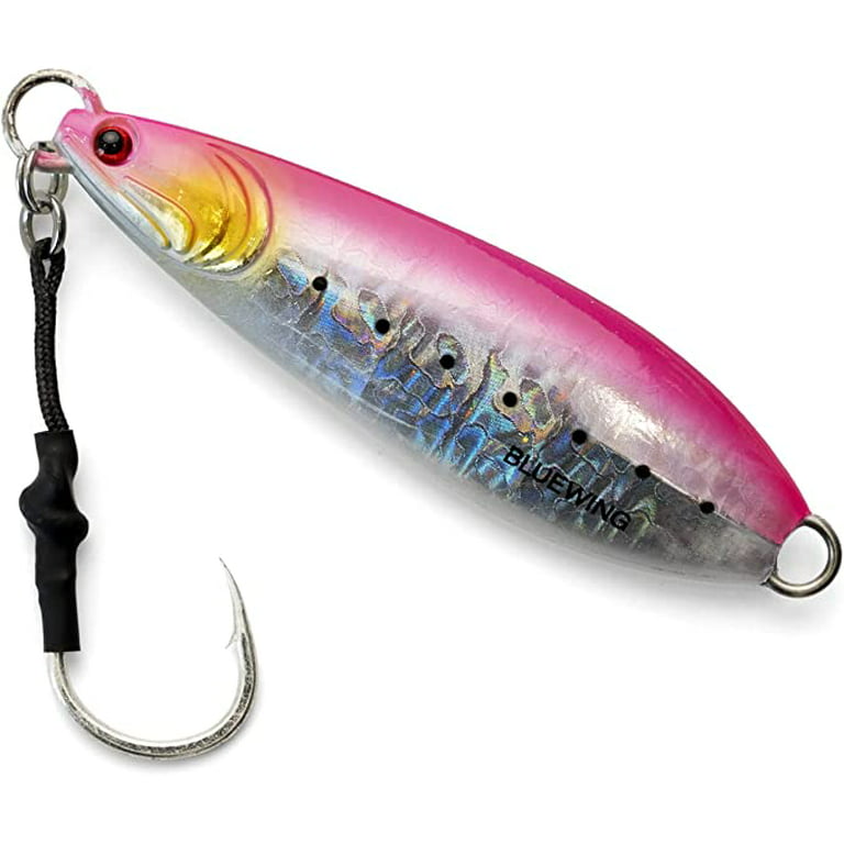 BLUEWING Fishing Lures Saltwater Fishing Lures Vertical Jigs for Saltwater  Fish, Slow Fall Pitch Fishing Lures with Hook, 100g Pink