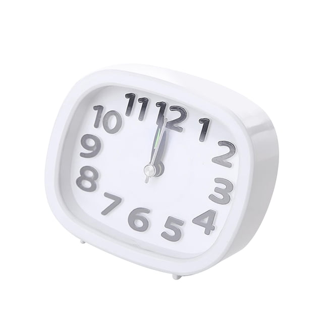 Reloj despertador silencioso sin tictac, funciona con pilas, para dormitorio, escritorio, estudiante Blanco