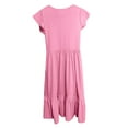 thumbnail image 5 of WhouRiu Girls Solid Short Sleeve Tiered Dress Cotton Casual Long Dress Pink,Sizes 8-9, 5 of 5