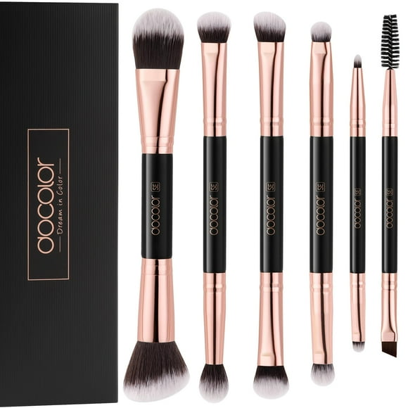 Set de brochas de maquillaje Docolor de doble cara, 6 unidades, sombra de ojos