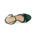 thumbnail image 4 of BLISSFUL STEP Women's Shoes Kitten Heel Open Toe Cross Straps Adjustable Ankle Strap Sandals Dark Green 9.5, 4 of 7